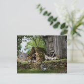 Traditioneel briefkaart van boerderij van hanen me (Staand voorkant)