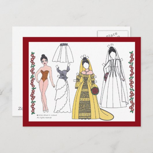 Traditioneel Briefkaart van bruidspapier (Voorkant / Achterkant)