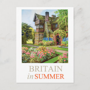 Traditioneel Brits huis en de tuin Briefkaart