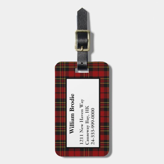 Traditioneel brodie Tartan Spond Bagagelabel (Voorkant verticaal)