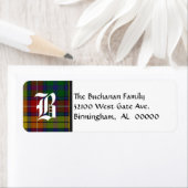 Traditioneel Buchanan Tartan Plaid Monogram Etiket (Insitu)