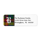 Traditioneel Buchanan Tartan Plaid Monogram Etiket (Voorkant)