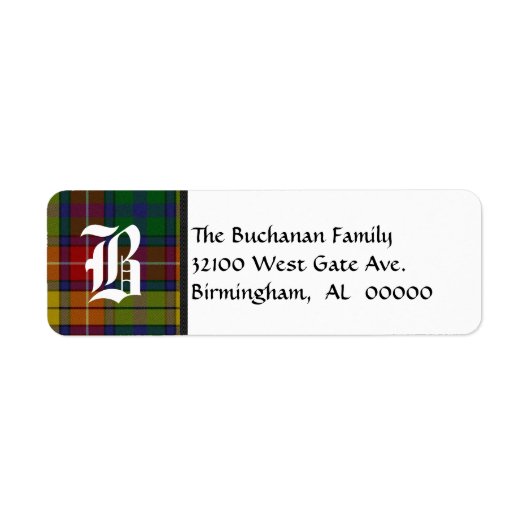 Traditioneel Buchanan Tartan Plaid Monogram Etiket (Voorkant)