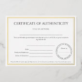 Traditioneel certificaat van echtheid folie uitnodiging (Voorkant)