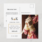 Traditioneel & Chic Foto Indiase bruiloft Bedankt Briefkaart (Voorkant / Achterkant)