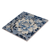 Traditioneel China Blauwe Inkt Chrysant Tegeltje (Zijkant)