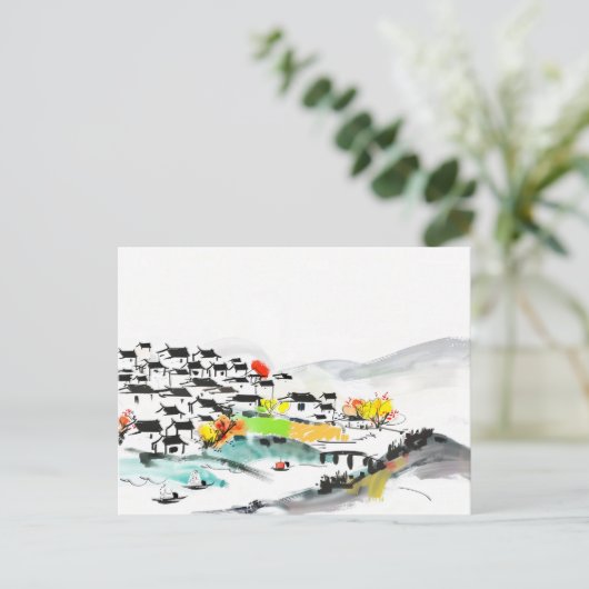 Traditioneel Chinees dorp in de bergen Briefkaart (Staand voorkant)