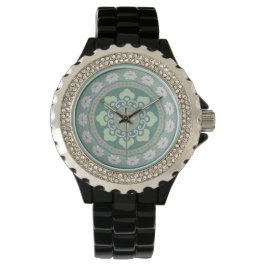 traditioneel Chinees groen rozetpatroon Horloge