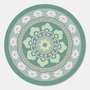 traditioneel Chinees groen rozetpatroon Ronde Sticker