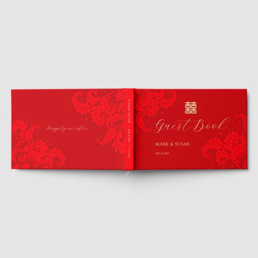 Traditioneel Chinees huwelijksgastenboek (ROOD) Gastenboek (Volledig)