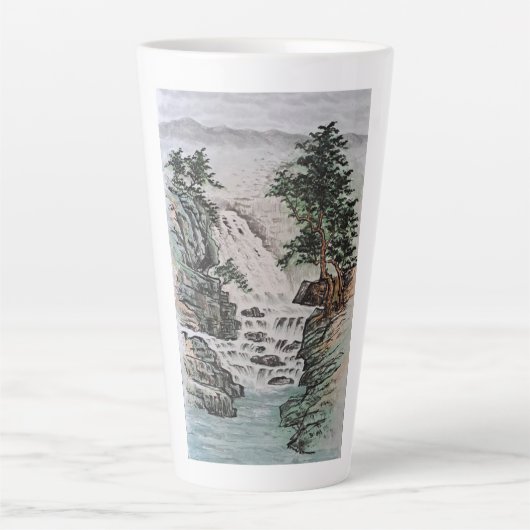 Traditioneel Chinees Inkt Schilderen Latte Mok (Voorkant)