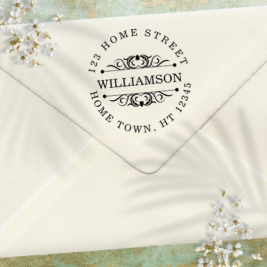 Traditioneel Circular Floure Return-adres Zelfinktende Stempel