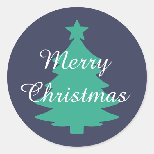 Traditioneel - Classic Blue Merry Christmas Sticke Ronde Sticker (Voorkant)