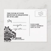 Traditioneel DamasBriefkaart Uitnodiging Briefkaart (Achterkant)