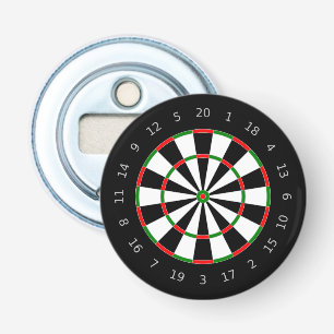 Traditioneel dartbord button flesopener
