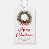 Traditioneel dennenkrans bewerkbare cadeautag cadeaulabel (Voorkant)