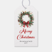 Traditioneel dennenkrans bewerkbare cadeautag cadeaulabel (Achterkant)
