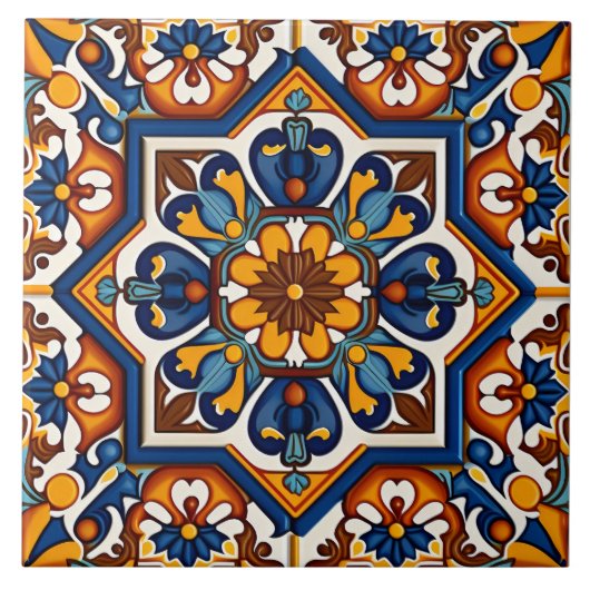 Traditioneel deoratief voor de Spaanse Middellands Tegeltje (Voorkant)