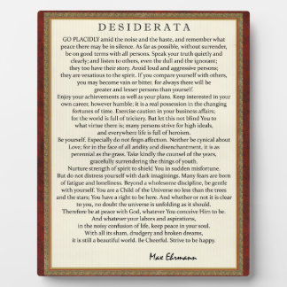 Traditioneel desiderata-gedicht door Max Ehrmann Fotoplaat