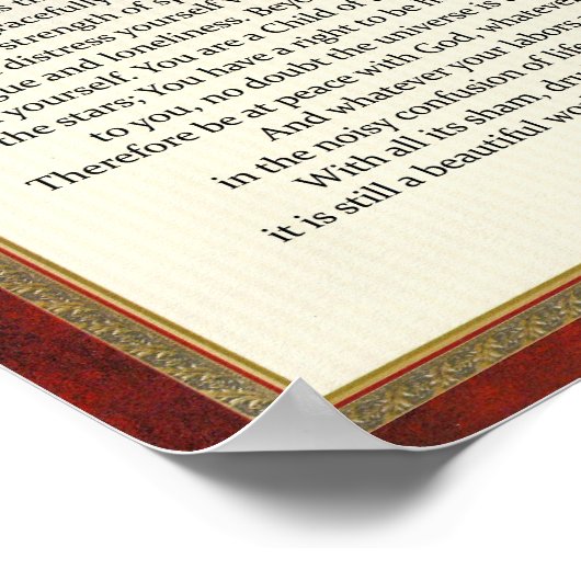 Traditioneel desiderata-gedicht door Max Ehrmann Poster (Hoek)