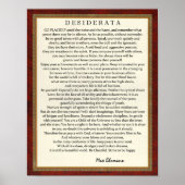 Traditioneel desiderata-gedicht door Max Ehrmann Poster (Voorkant)