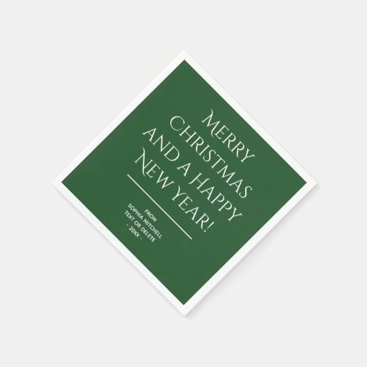 Traditioneel - Donkergroen - Merry Christmas serve Servet (Hoek)