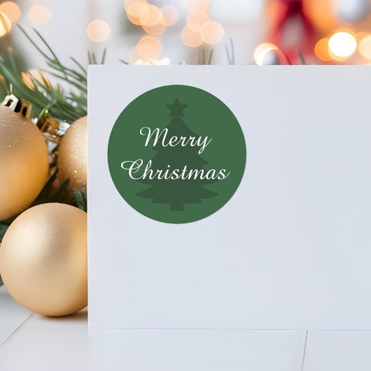 Traditioneel - Donkergroen - Merry Christmas Stick Ronde Sticker