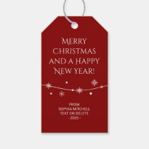 Traditioneel - Donkerrood - Snowflake Gift Labels