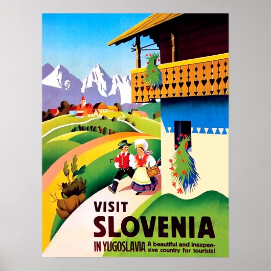 Traditioneel dorp in Slovenië, Joegoslavië Poster (Voorkant)