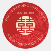 Traditioneel Double Happiness Wedding Jubileum Ronde Sticker (Voorkant)