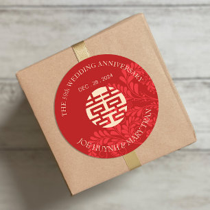 Traditioneel Double Happiness Wedding Jubileum Ronde Sticker