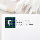 Traditioneel Douglas Tartan Plaid Monogram Etiket (Insitu)