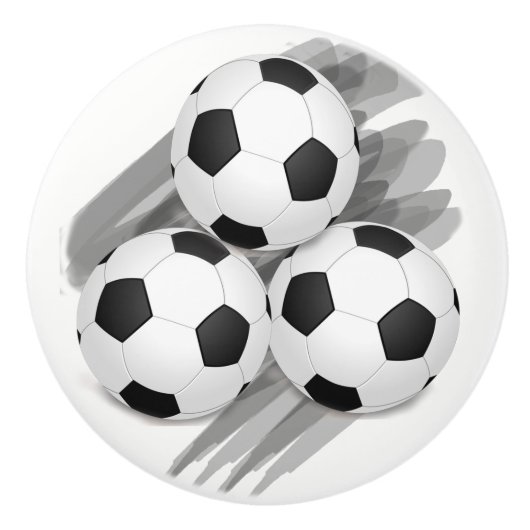 Traditioneel drie zwarte witte Voetballen Keramische Knop (Voorkant)