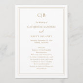 Traditioneel eenvoudig monogram legant Gold Wedden Programmakaart (Voorkant)