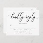 Traditioneel Elegant Kalligrafie RSVP Briefkaart (Voorkant / Achterkant)