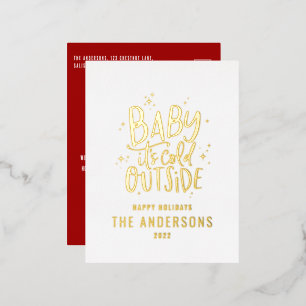 Traditioneel elegant met een moderne minimale kers folie feestdagen briefkaart