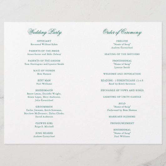 Traditioneel Emerald Green formeel huwelijksprogra (Achterkant)