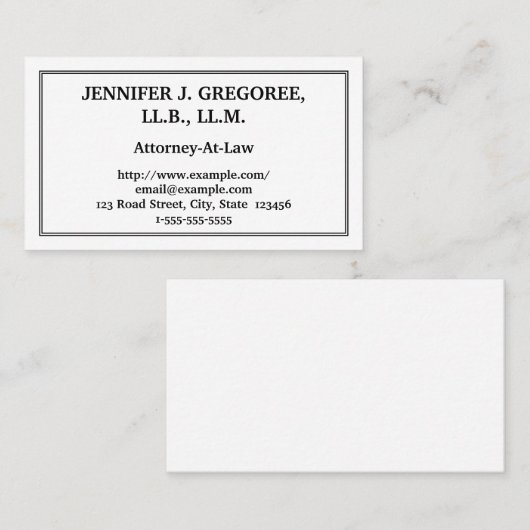 Traditioneel en gewoon procureur-bij-wet Visitekaa Visitekaartje (Voorkant / Achterkant)
