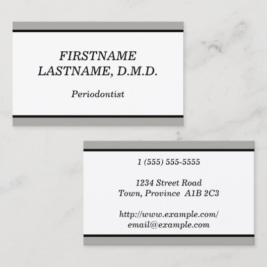 Traditioneel en gewoon Visitekaartje van periodont (Voorkant / Achterkant)