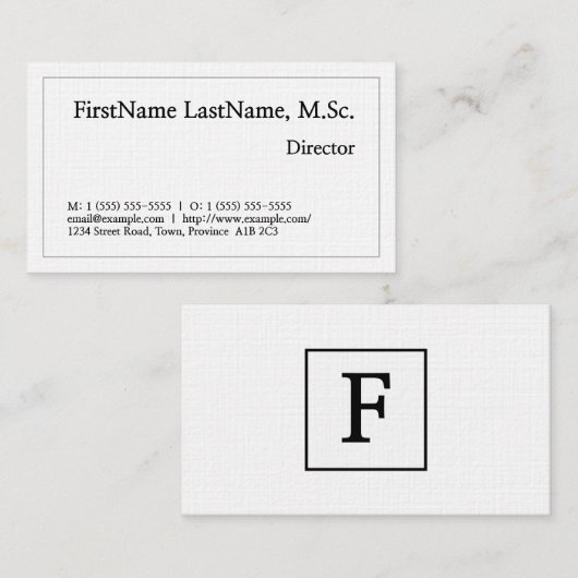 Traditioneel en Klassiek directeur Visitekaartje (Voorkant / Achterkant)