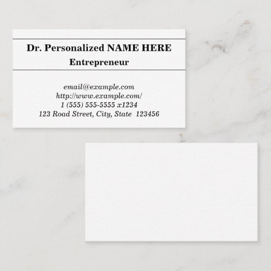 Traditioneel en klassiek professioneel Visitekaart Visitekaartje (Voorkant / Achterkant)