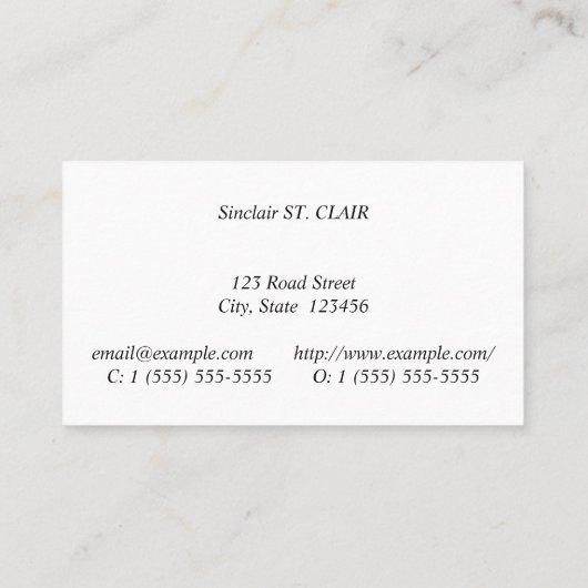 Traditioneel, en klassiek Visitekaartje (Achterkant)