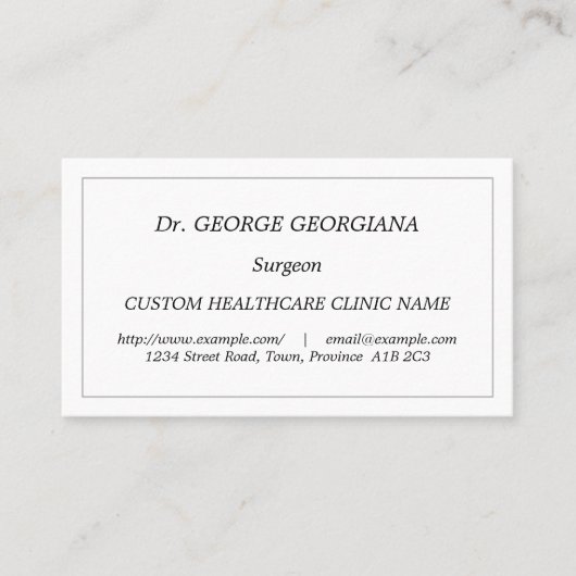 Traditioneel,  en Klassiek Visitekaartje (Voorkant)