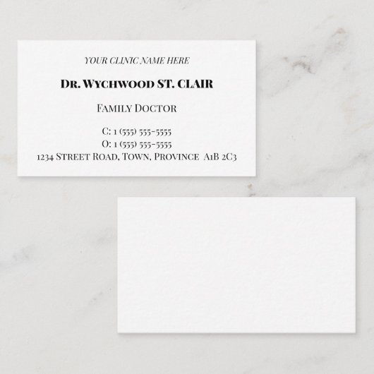 Traditioneel,  en klassiek Visitekaartje (Voorkant / Achterkant)