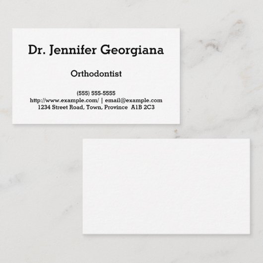 Traditioneel en minimaal orthodontistisch Visiteka Visitekaartje (Voorkant / Achterkant)