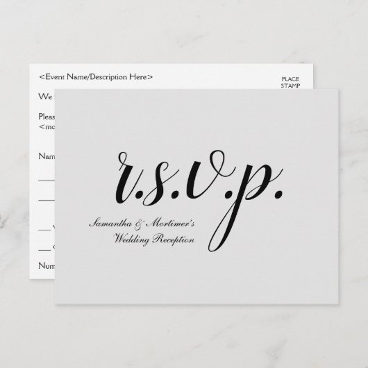 Traditioneel en nostalgisch "r.s.v.p." Briefkaart (Voorkant / Achterkant)