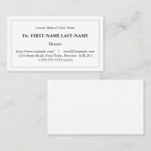 Traditioneel,  en nostalgisch Visitekaartje (Voorkant / Achterkant)