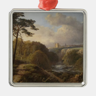 Traditioneel Engels landschap in Derbyshire County Metalen Ornament