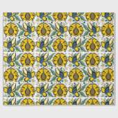 Traditioneel Ests  bloemenborduurwerk Cadeaupapier (Vlak)