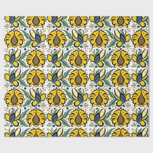 Traditioneel Ests  bloemenborduurwerk Cadeaupapier (Vlak)